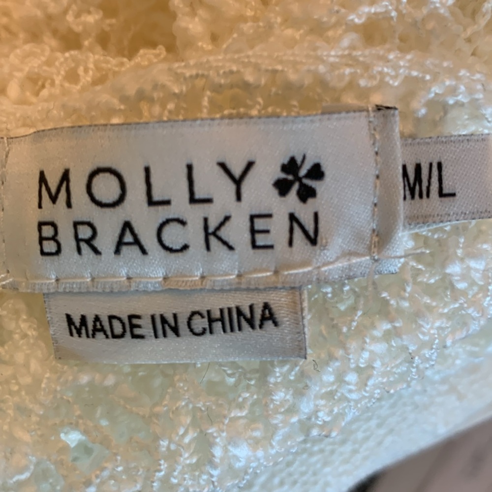 Molly Bracken Lace Knit Top Cream V-Neck Romantic Cottagecore M/L - Picture 7 of 7